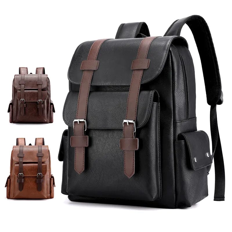 Sac à dos pour étudiants en cuir PU, design pratique et élégant, adapté aux livres et appareils.