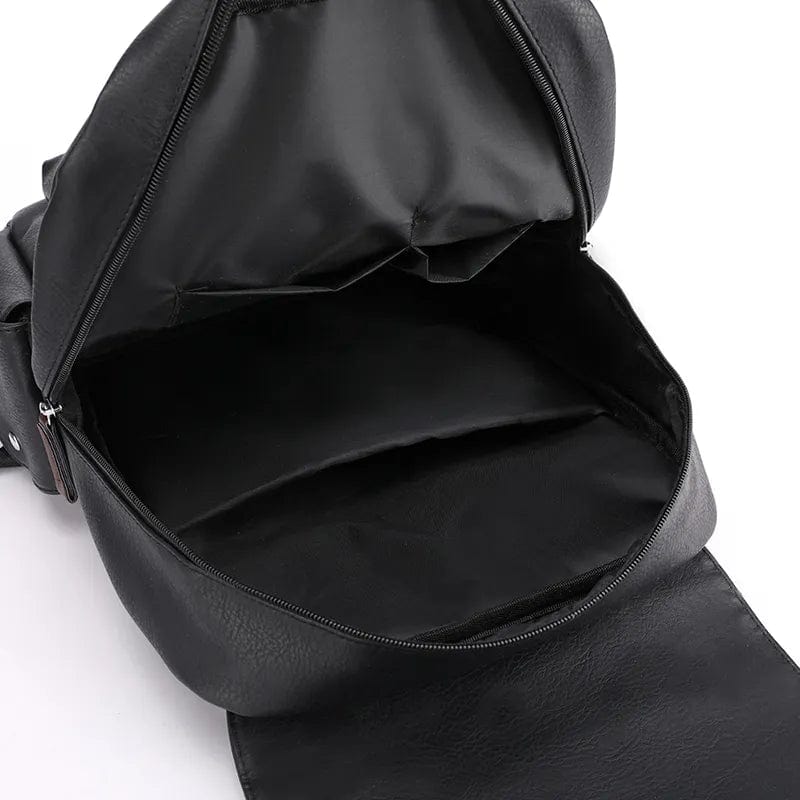 Sac à dos de travail en cuir PU pour homme, capacité généreuse et organisation interne pour ordinateur portable.