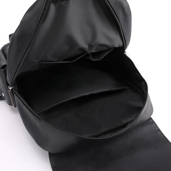 Sac à dos de travail en cuir PU pour homme, capacité généreuse et organisation interne pour ordinateur portable.