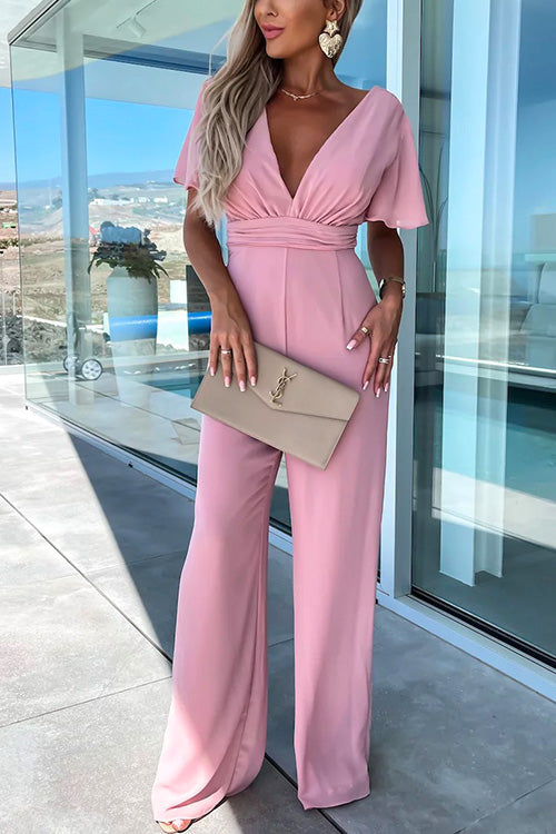 Tenue soirée chic: combinaison Sara femme fluide, jambes larges, décolleté V. Parfaite pour un look élégant.