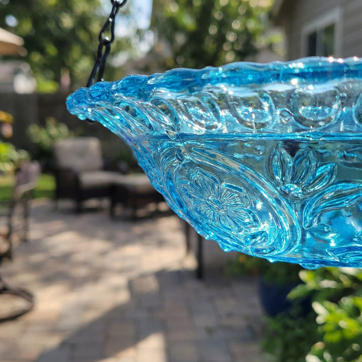 Fontaine solaire suspendue pour jardin et oiseaux, cascade décorative zen, sans fil, en verre.