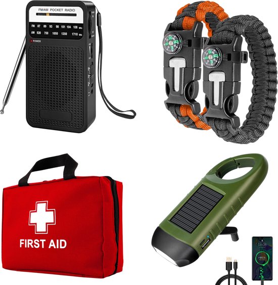 Kit de survie d'urgence complet pour camping et randonnée. Préparation essentielle pour la pleine nature.