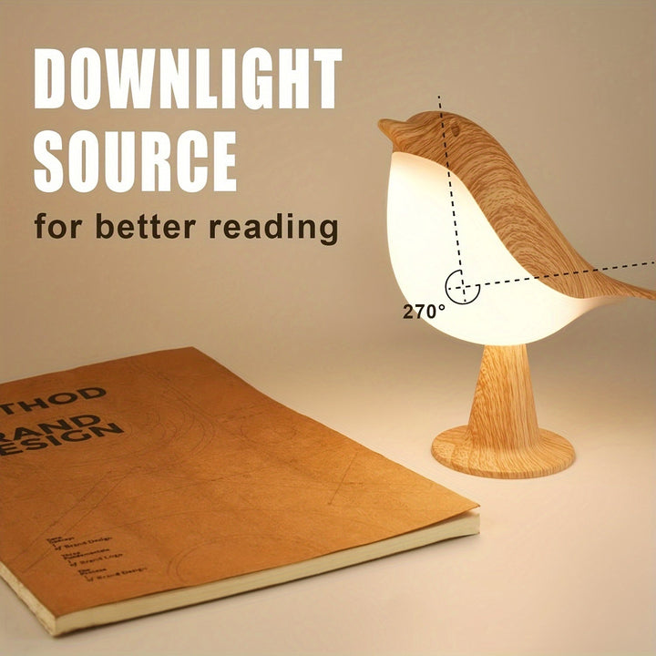 Lampe LED oiseau design unique, diffuseur d'arôme pour ambiance zen et lumière de nuit tactile USB.