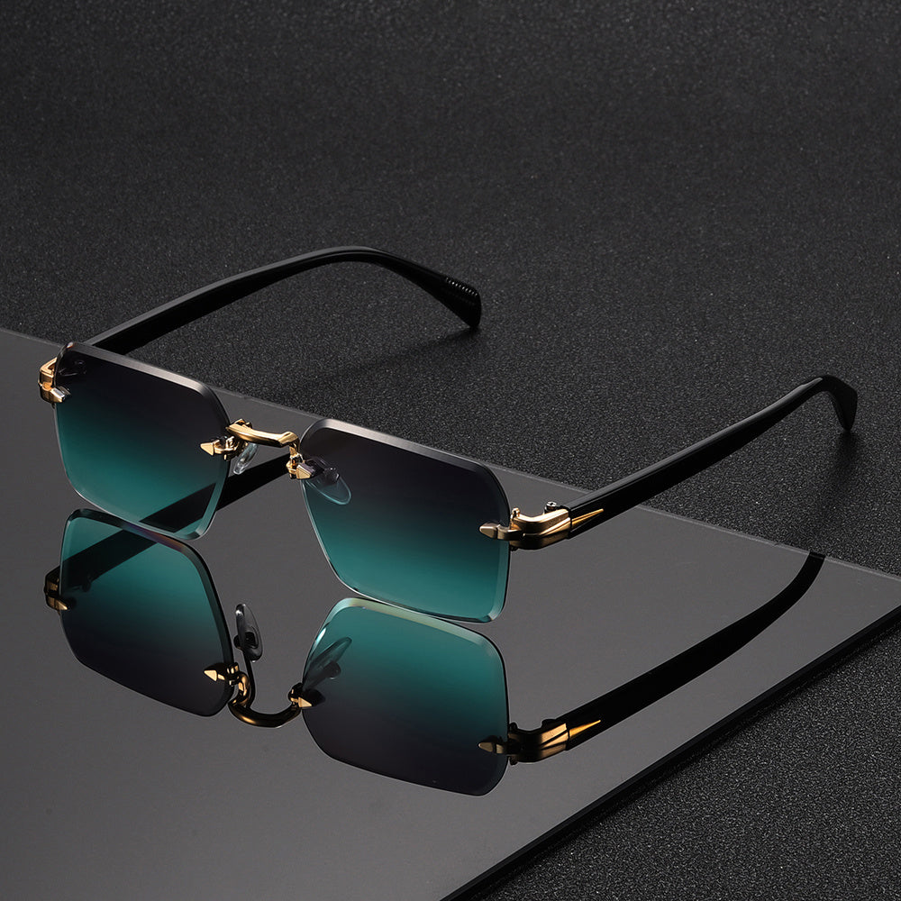 Lunettes carrées sans monture pour hommes, élégantes et légères, pour un style moderne et chic.