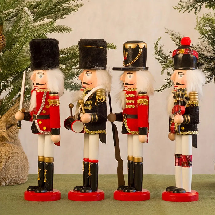 Élégante figurine soldat casse-noisette en bois, pièce maîtresse de votre décoration de Noël.