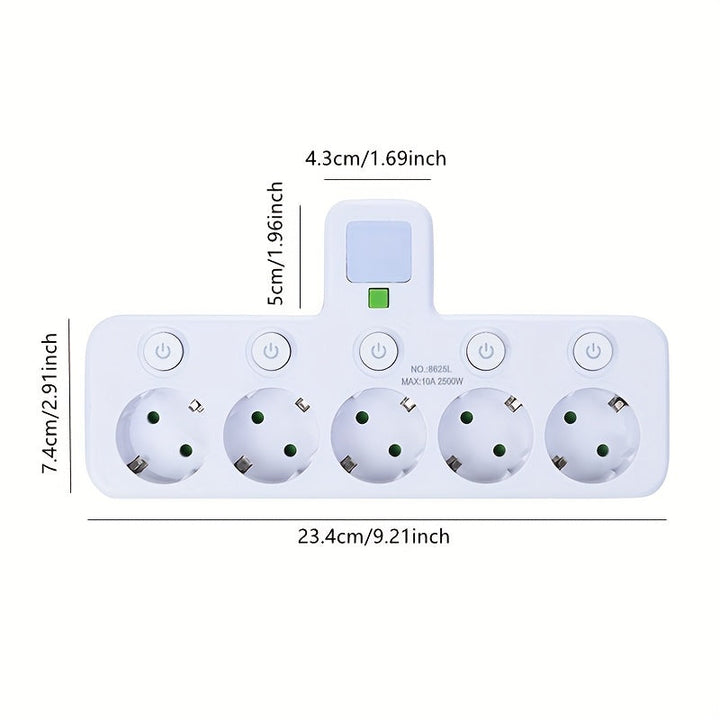 Multiprise intelligente à 5 prises pour contrôle électrique et sécurité dans votre maison ou bureau.