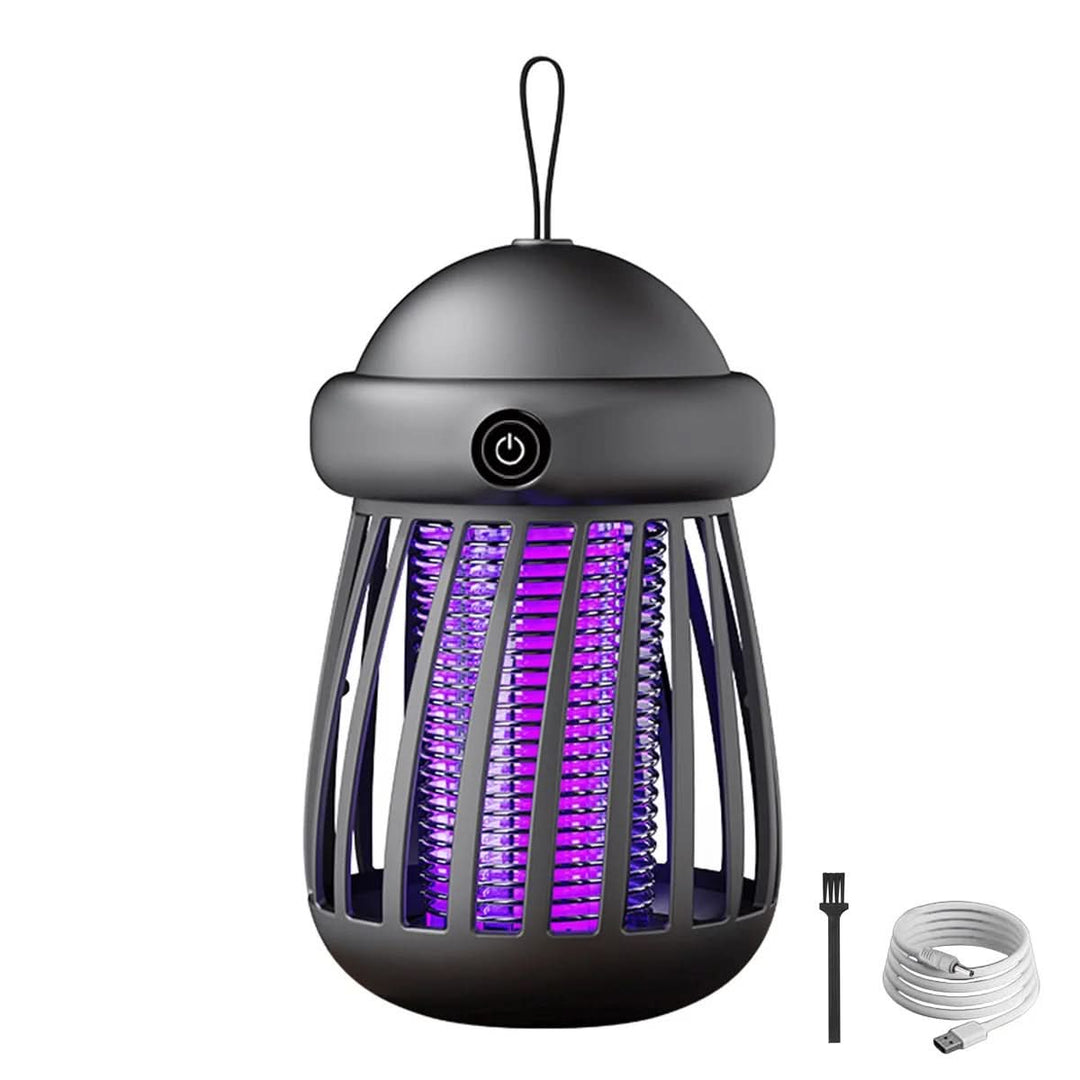 Lampe anti-moustiques UV moderne avec grille électrique, discrète pour maison et jardin.
