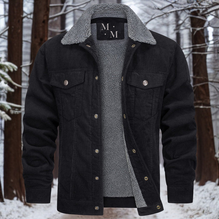 Veste homme élégante en velours côtelé pour l'hiver, offrant chaleur et un look moderne et polyvalent.
