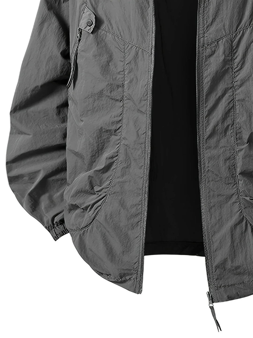 Veste de protection extérieure, résistante aux intempéries, avec capuche confortable.