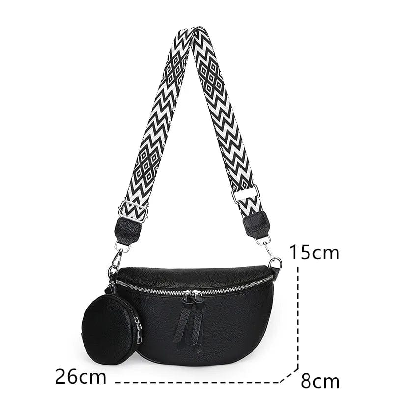 Sac banane en cuir kaki pour femme, polyvalent et élégant, se porte en bandoulière pour le quotidien.