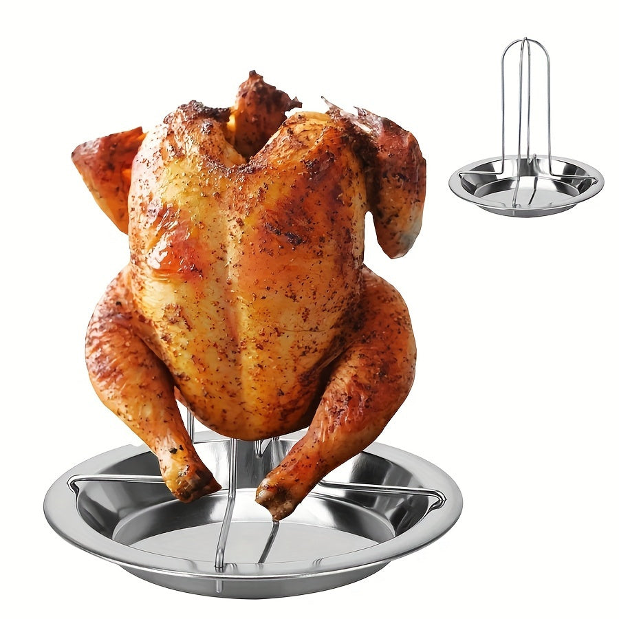 Accessoire cuisine pliable pour poulet rôti, assure une peau croustillante et cuisson verticale.