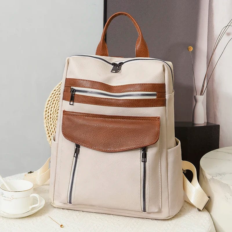 Sac à dos femme élégant, en cuir vegan, alliant chic intemporel et fonctionnalité pour la ville.