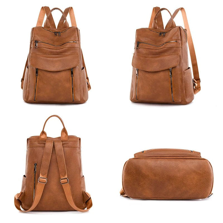 Sac à dos intemporel femme, en cuir vegan, accessoire mode indispensable pour toute occasion.