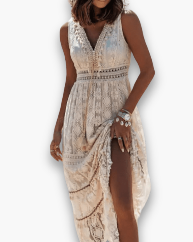 Robe midi bohème fluide pour femme, style romantique et élégant, parfaite pour l'été.