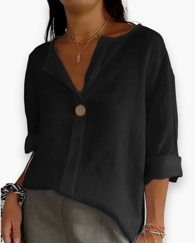 Blouse femme tendance et ample, un basique élégant et confortable pour la garde-robe estivale.