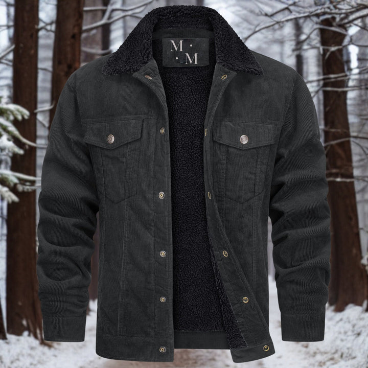 Veste homme élégante en velours côtelé marron, coupe moderne, idéale pour l'hiver et un look casual chic.