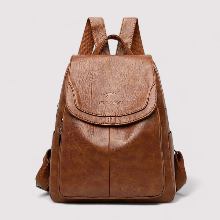 Sac à dos antivol unisexe en cuir élégant, idéal pour la sécurité urbaine et les voyages quotidiens.
