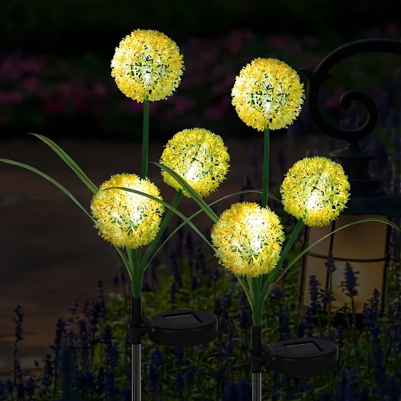 Ambiance féerique avec lumière solaire LED pissenlit de jardin, installation facile pour un décor extérieur unique.