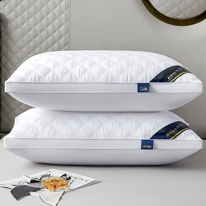 Ensemble de 2 oreillers hypoallergéniques 3D doux pour un sommeil hôtelier luxueux et confortable.