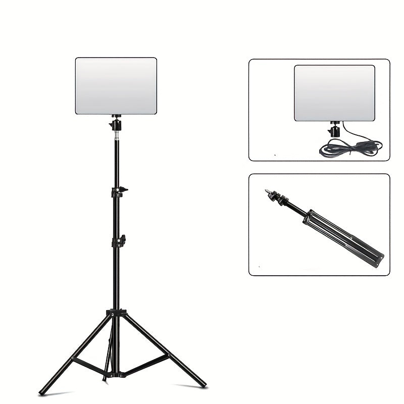 Lampe LED puissante sur trépied ajustable pour studio photo. Éclairage continu pour vidéo et portraits.