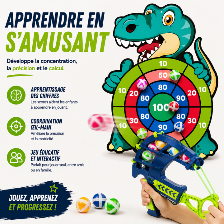 Détail arc JoyStrike vert et orange pour enfants, parfait pour jeu sportif et éducatif.