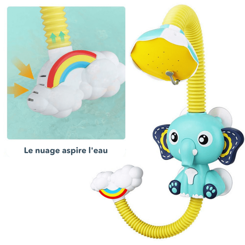 Douchette de bain éléphant, jouet d'eau amusant pour bébé, transformant la douche des enfants en un moment de jeu et de plaisir.