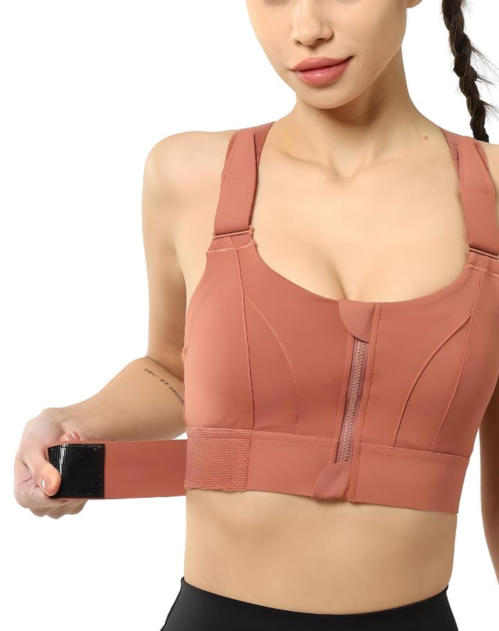 Confort et performance: soutien-gorge sport femme ajustable, maintien élevé, idéal entraînement intensif.
