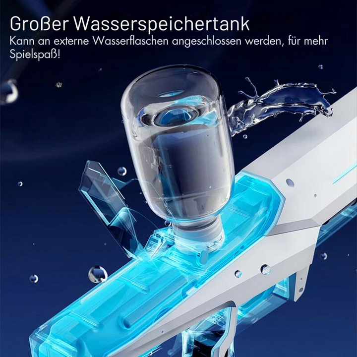 Pistolet à eau électrique, parfait pour jeu de jardin. Jouet d'été rechargeable offrant activité extérieure intense et amusante.