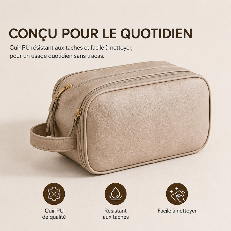 BeautéBox trousse maquillage voyage, organisateur cosmétiques femme en cuir PU résistant.