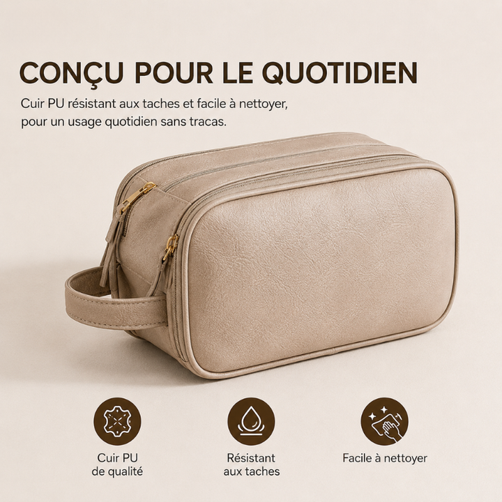 BeautéBox trousse maquillage voyage, organisateur cosmétiques femme en cuir PU résistant.