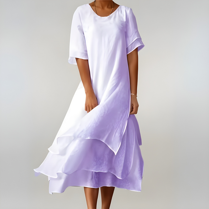 Robe d'été fluide et longue pour femme, couleur vive, légèreté et élégance décontractée. Idéale pour le confort.