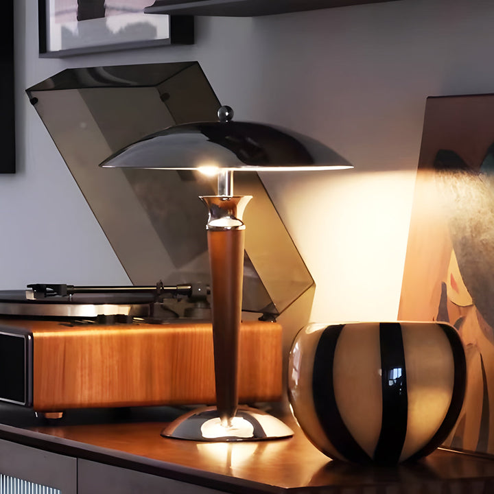Lampe de table LED forme champignon, style rétro pour salon et chambre, éclairage d'ambiance design.