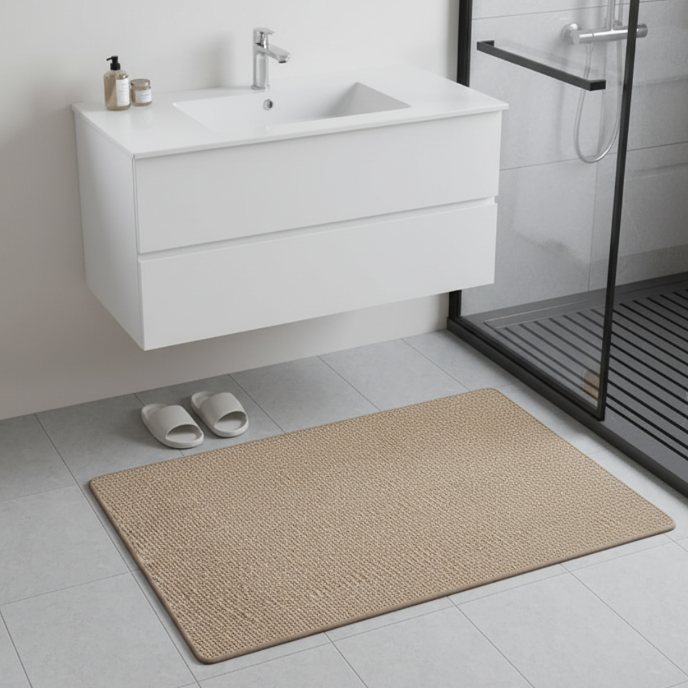 Tapis de bain moelleux en microfibre, idéal pour un confort douillet sous les pieds dans votre salle de bain.