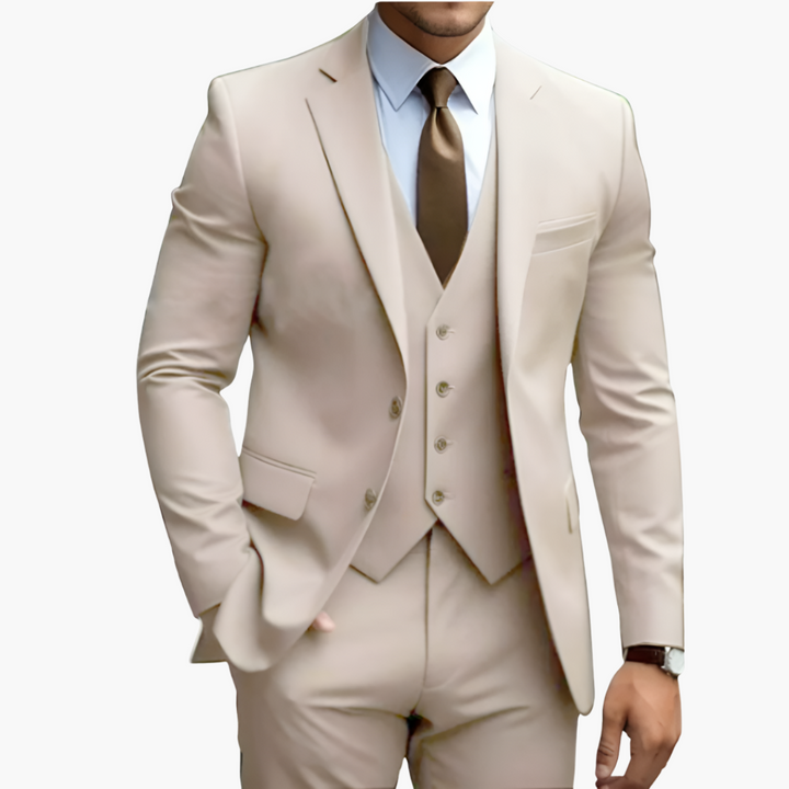 Tenue masculine élégante 3 pièces, idéale pour un look sophistiqué et intemporel.