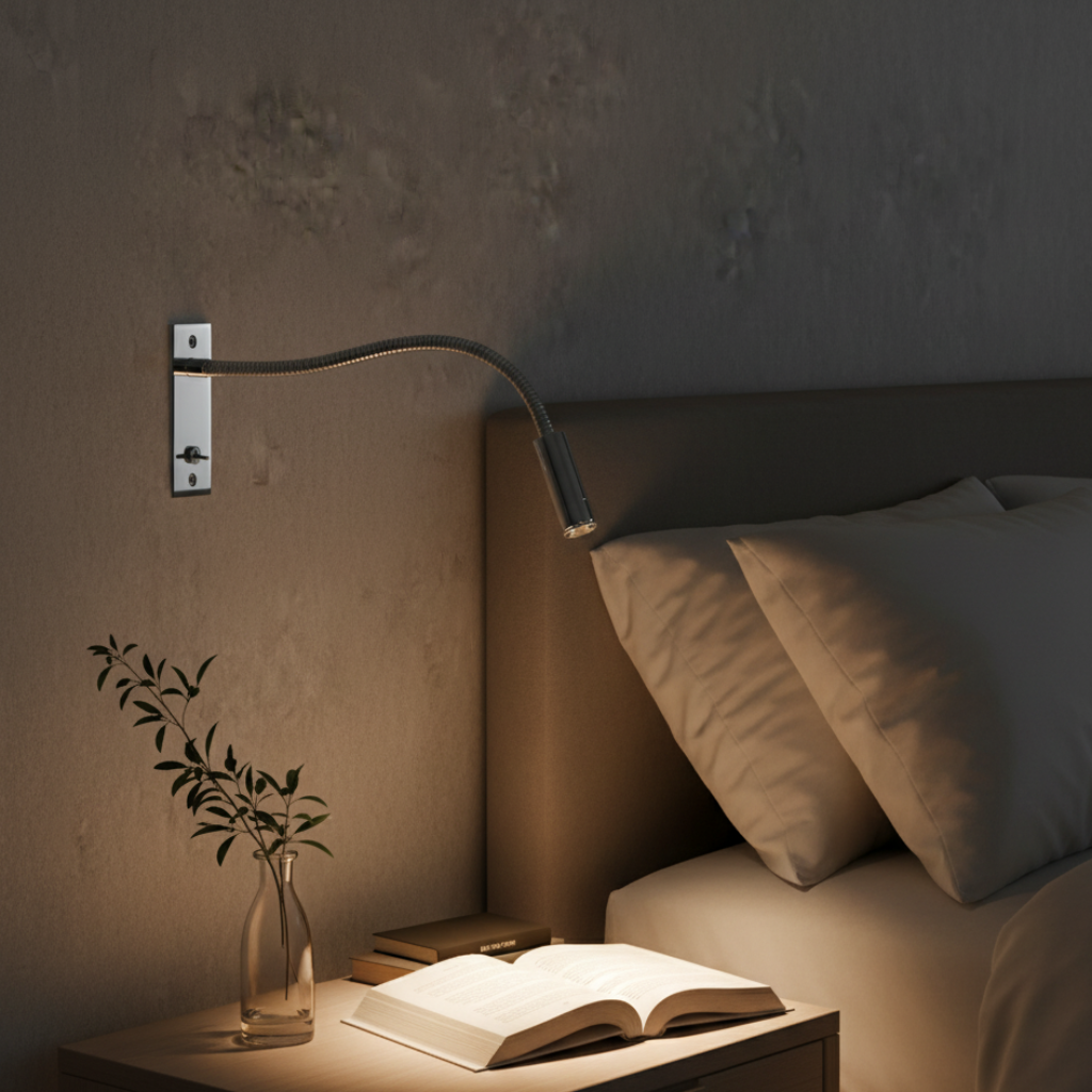 Luminaire mural LED minimaliste, lumière efficace pour la lecture et détente.