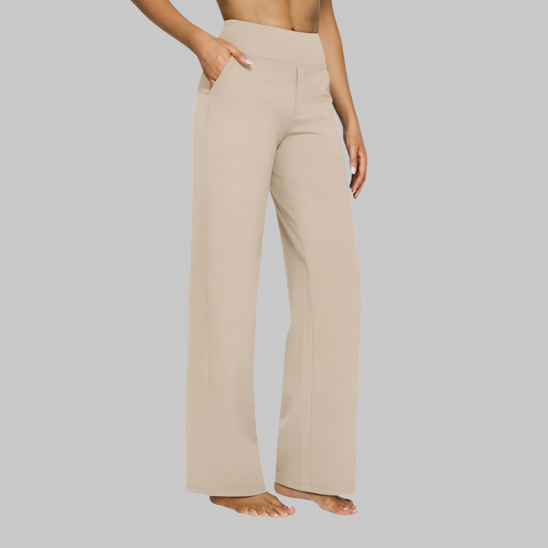 Pantalon noir stretch femme, élégant et décontracté, pour un confort maximal au quotidien.