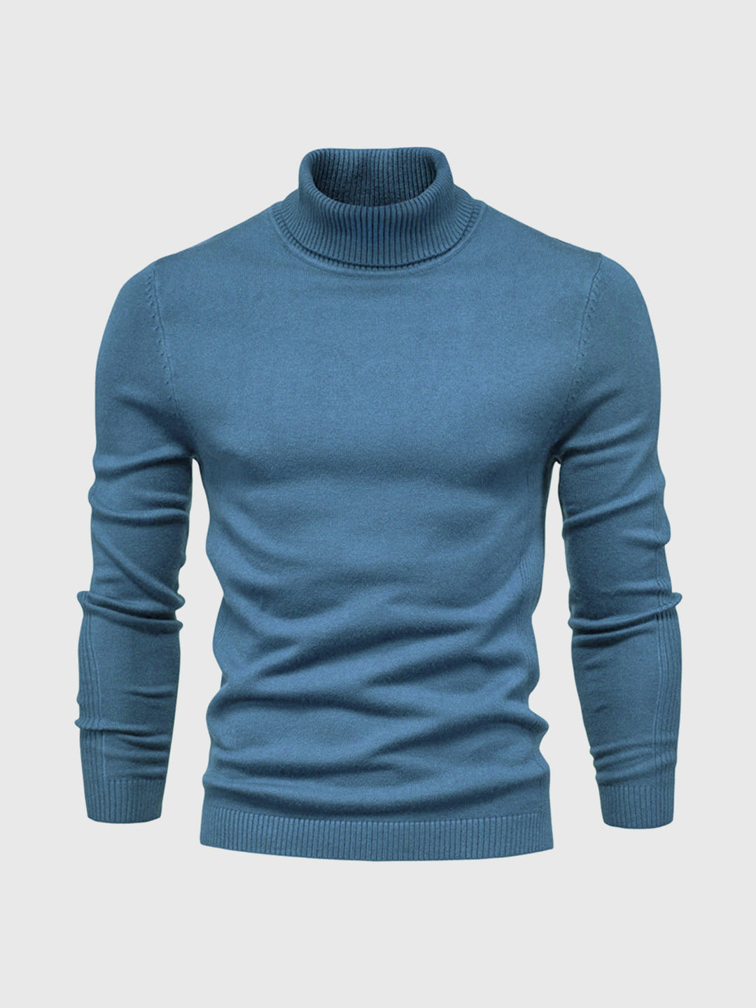 Pull col roulé homme ajusté, noir. Style chic et moderne. Vêtement confortable et chaud pour l'hiver.