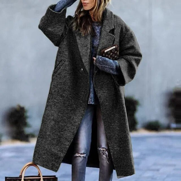 Élégant manteau long floral Inaya pour femme. Veste de mode chic, idéale hiver/printemps, look classique.