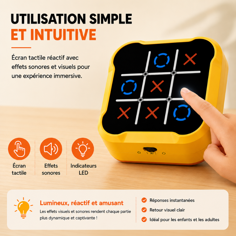 Jeu de logique et stratégie BOLT Morpion. Électronique et tactile, parfait pour des défis familiaux.
