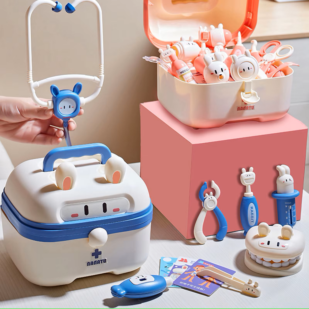 Set de docteur interactif Carezy pour enfants, jouet médical éducatif en plastique ABS, idéal pour jeu de rôle, rose et bleu.