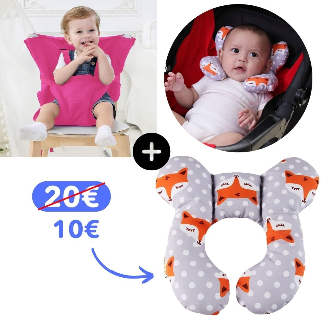 Chaise haute de repas portable en coton pour bébé, facile à transporter et à nettoyer.