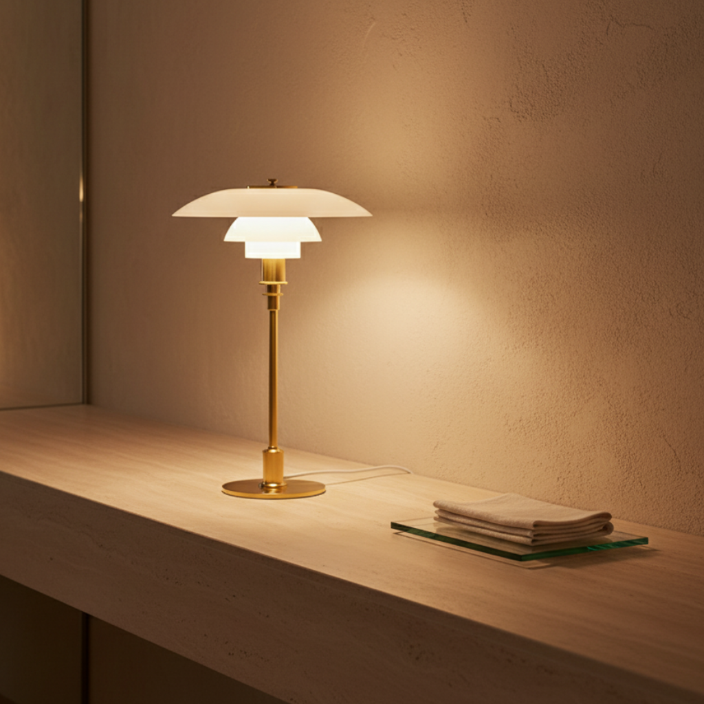 Lampe de table design scandinave, LED, parfaite pour un bureau moderne et élégant.