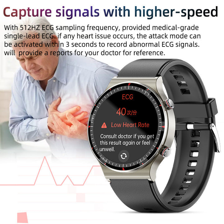 Montre connectée unisex, suivi santé, activité sportive et analyse ECG détaillée.
