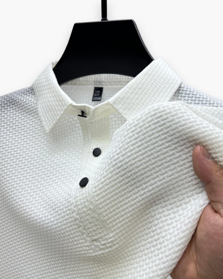 Chemise polo structurée homme, élégance décontractée, idéale pour bureau, vacances ou style urbain.