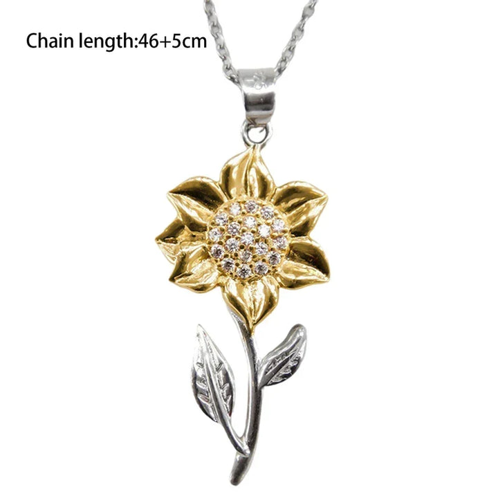 Superbe collier tournesol doré pour femme, pendentif en argent plaqué or, éclatant de joie.