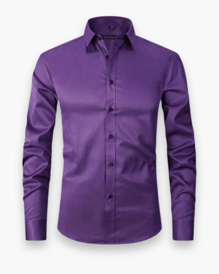 Chemise homme ajustée confortable à manches longues. Tissu respirant, parfaite pour la saison printemps-été.