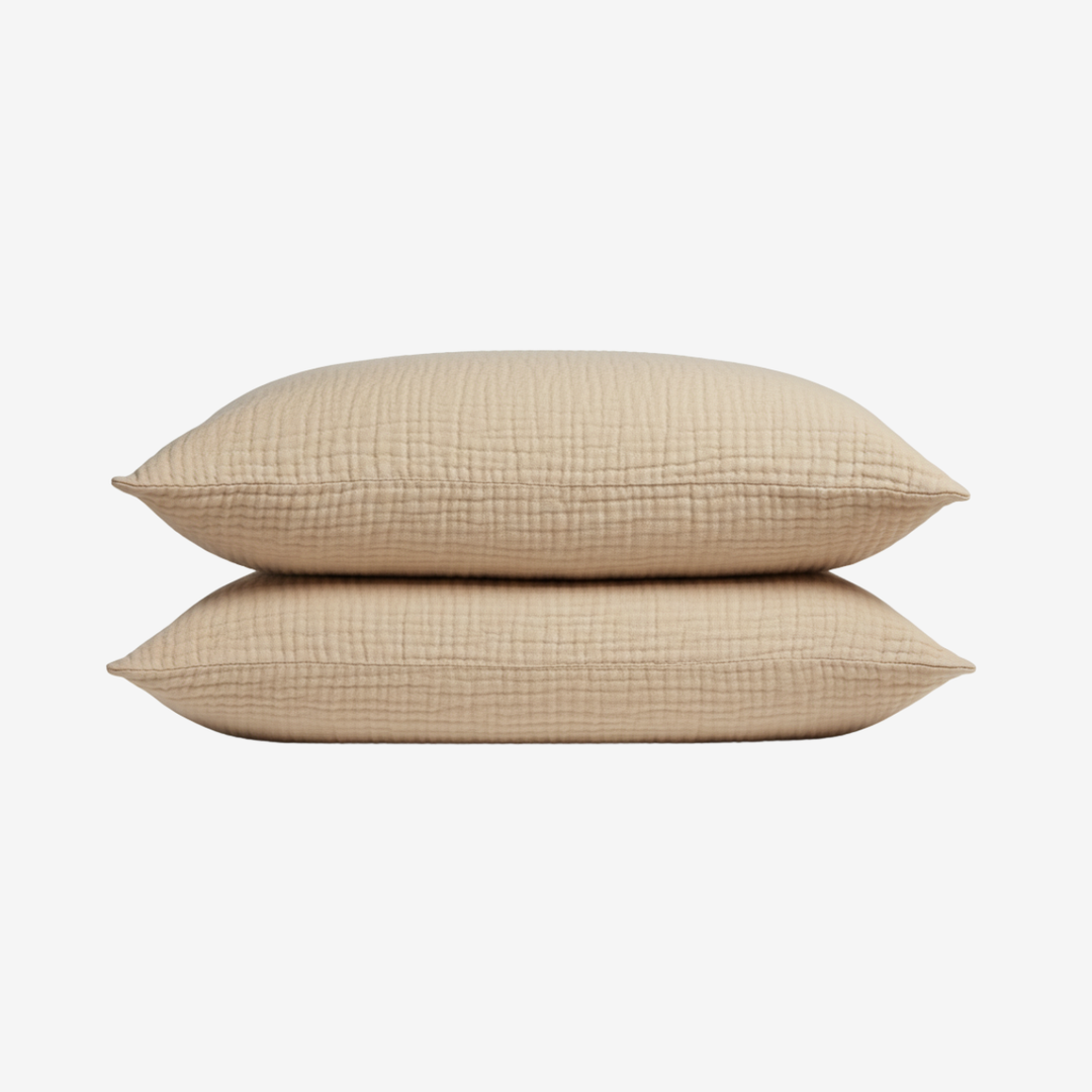 Ensemble 2 taies d'oreiller en mousseline de coton ultra douces, parfaites pour un sommeil réparateur.