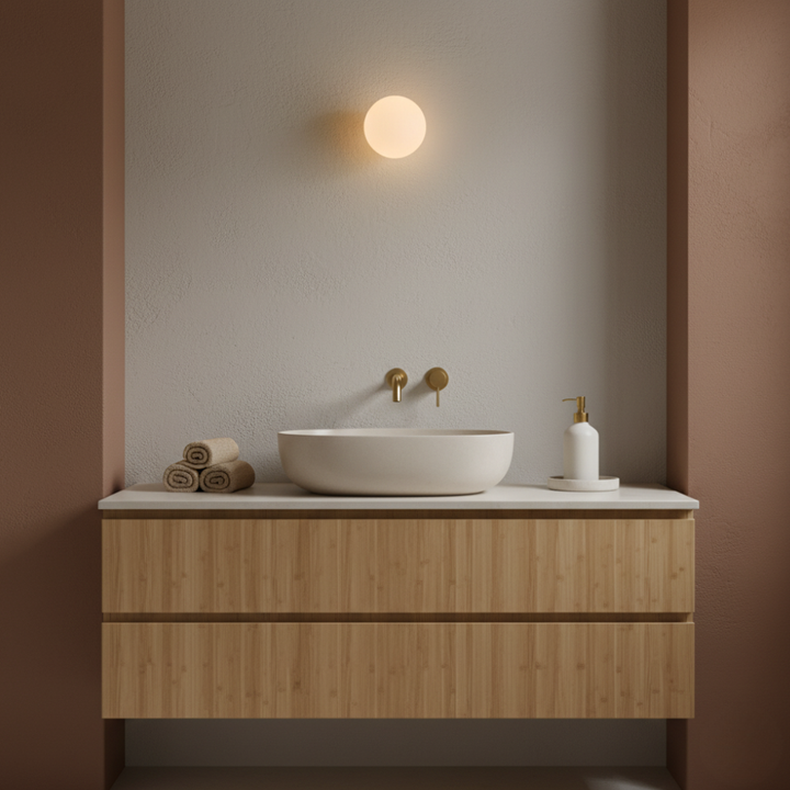 Applique murale Solstice, sphère lumineuse, pour une décoration moderne et un éclairage doux.