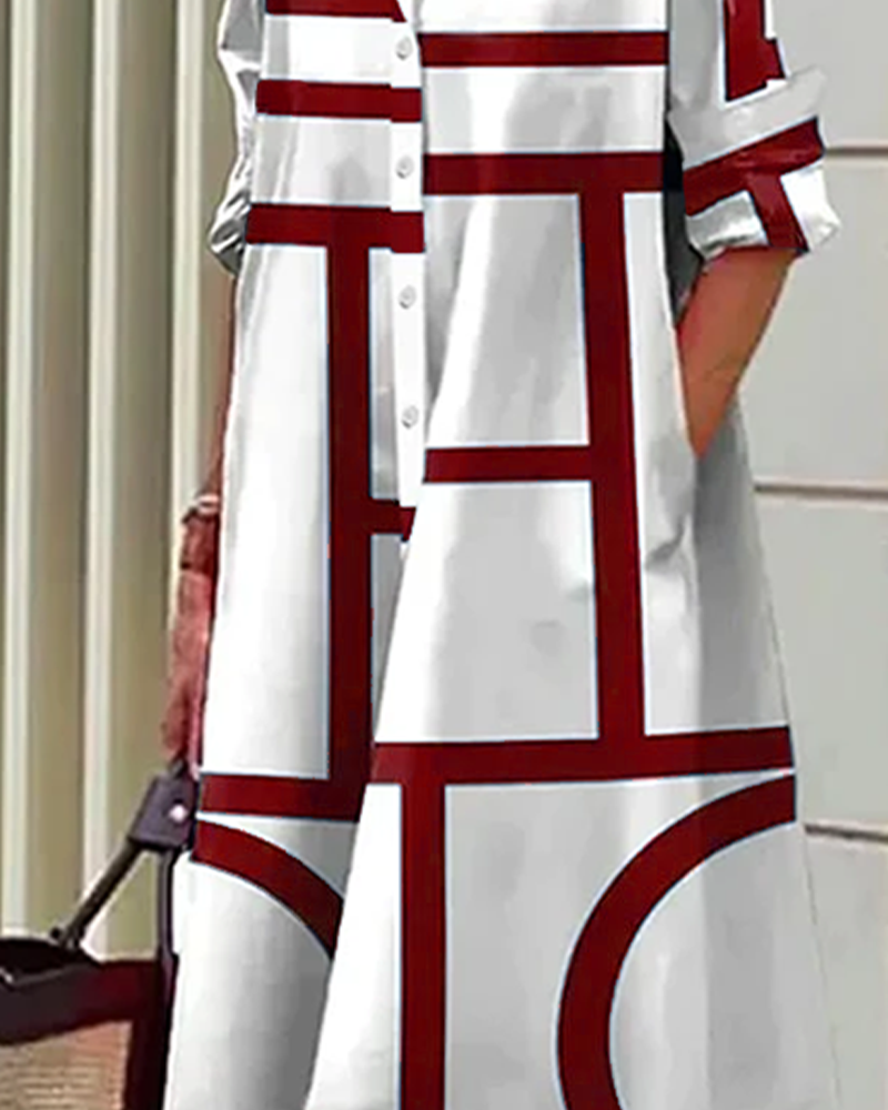 Robe femme élégante Estelle, design géométrique moderne, poches pour plus de praticité.