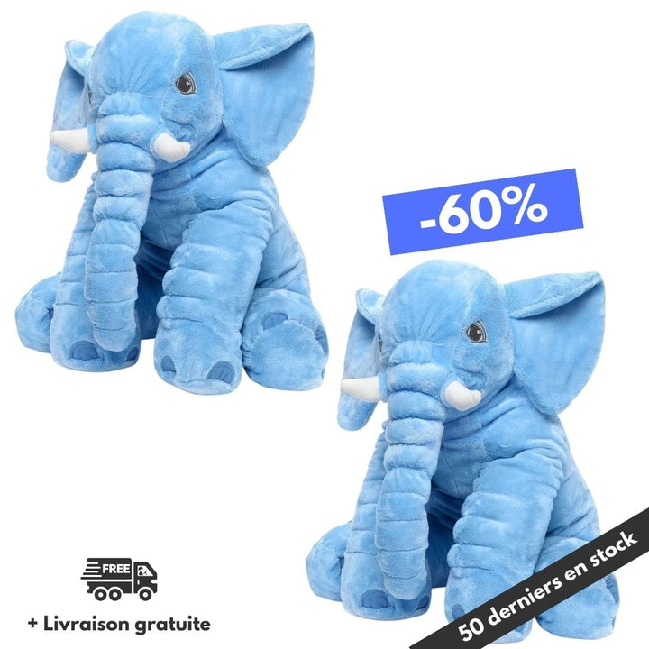 Peluche éléphant géante grise, cadeau idéal pour bébé, favorisant les câlins et un sommeil paisible.